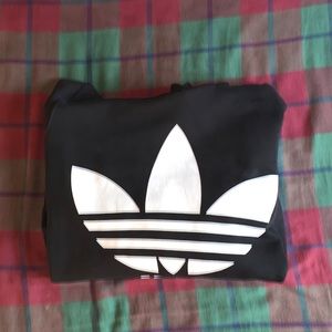 Oversized Adidas Basic Black Hoodie Size L